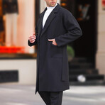 Single-Breasted Wrap Coat // Black (L)