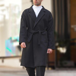 Single-Breasted Wrap Coat // Black (L)