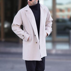 Single-Breasted Button-Detailed Coat // Stone (L)