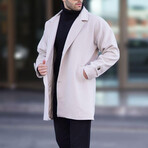 Single-Breasted Button-Detailed Coat // Stone (L)