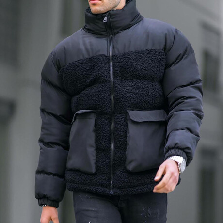 Stand Collar Puffer Jacket // Black (S)