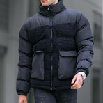 Stand Collar Puffer Jacket // Black (L)