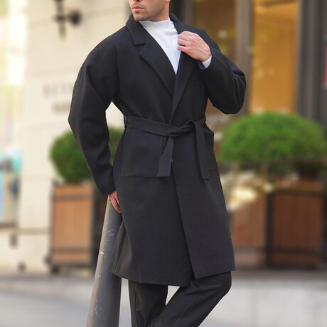 Single-Breasted Wrap Coat // Black (S)