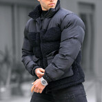 Stand Collar Puffer Jacket // Black (L)