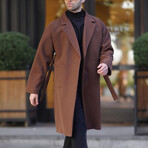Single-Breasted Wrap Coat // Brown (2XL)
