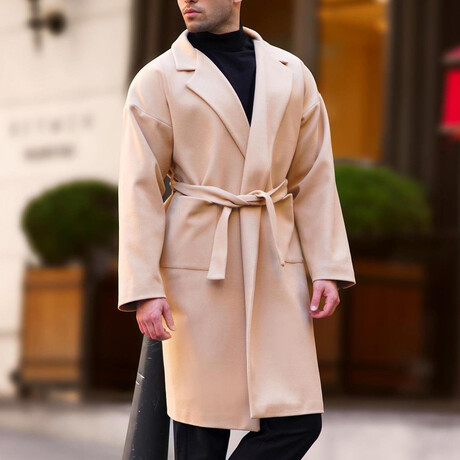Single-Breasted Wrap Coat // Beige (S)