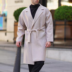 Single-Breasted Wrap Coat // Stone (2XL)