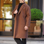 Single-Breasted Wrap Coat // Brown (2XL)