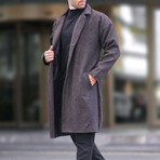 Single-Breasted Overcoat // Brown (XL)