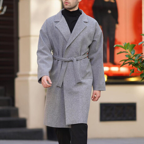 Single-Breasted Wrap Coat // Gray (S)