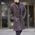 Single-Breasted Overcoat // Brown (XL)