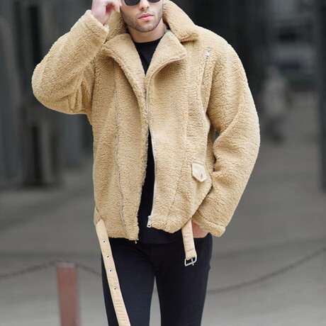 Plush Biker Jacket // Camel (S)