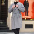 Single-Breasted Wrap Coat // Gray (L)