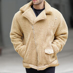 Plush Biker Jacket // Camel (L)