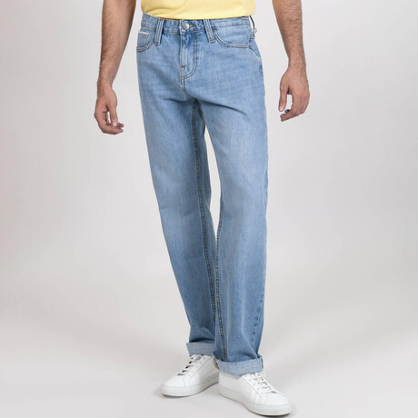 Light Wash Slim Straight Selvedge Jeans - Stud // Indigo (28/32)