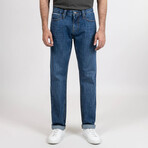Blue Medium Rinse Wash Slim Straight Selvedge Jeans - Stud // Indigo (28/32)
