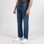 Blue Medium Rinse Wash Slim Straight Selvedge Jeans - Stud // Indigo (28/32)