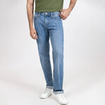 Light Medium Wash Slim Straight Selvedge Jeans - Stud // Indigo (28/32)