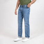 Light Medium Wash Slim Straight Selvedge Jeans - Stud // Indigo (28/32)