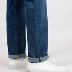 Blue Medium Rinse Wash Slim Straight Selvedge Jeans - Stud // Indigo (28/32)