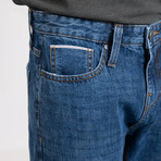 Blue Medium Rinse Wash Slim Straight Selvedge Jeans - Stud // Indigo (28/32)