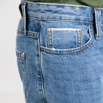 Light Medium Wash Slim Straight Selvedge Jeans - Stud // Indigo (28/32)