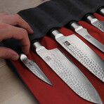 Knife Roll-Up Bag // Top Grain Leather And Waxed Canvas With Inner Zippered Pocket