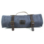 Knife Roll-Up Bag // Top Grain Leather And Waxed Canvas With Inner Zippered Pocket