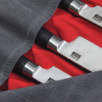 Knife Roll-Up Bag // Top Grain Leather And Waxed Canvas With Inner Zippered Pocket