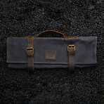 Knife Roll-Up Bag // Top Grain Leather And Waxed Canvas With Inner Zippered Pocket