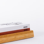 Sharpening Set With Double-Sided 2000/6000 Grit Whetstone, Anti//Slip Bamboo Base, Flattening Stone And 15 Degrees Angle Guide