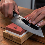 Sharpening Set With Double-Sided 2000/6000 Grit Whetstone, Anti//Slip Bamboo Base, Flattening Stone And 15 Degrees Angle Guide