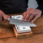 Sharpening Set With Double-Sided 2000/6000 Grit Whetstone, Anti//Slip Bamboo Base, Flattening Stone And 15 Degrees Angle Guide
