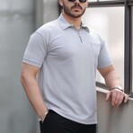 Solid w/ Pocket Zip Polo Shirt // Gray (L)