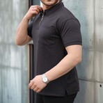 Solid w/ Pocket Zip Polo Shirt // Black (XL)