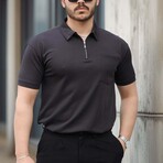 Solid w/ Pocket Zip Polo Shirt // Black (XL)