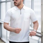 Solid w/ Pocket Zip Polo Shirt // White (XL)