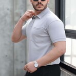 Solid w/ Pocket Zip Polo Shirt // Gray (L)