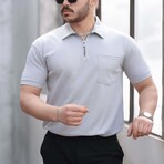 Solid w/ Pocket Zip Polo Shirt // Gray (L)