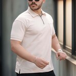 Solid w/ Pocket Zip Polo Shirt // Beige (XL)
