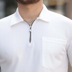 Solid w/ Pocket Zip Polo Shirt // White (XL)