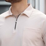 Solid w/ Pocket Zip Polo Shirt // Beige (XL)