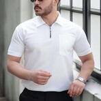 Solid w/ Pocket Zip Polo Shirt // White (XL)
