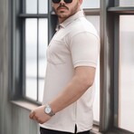 Solid w/ Pocket Zip Polo Shirt // Beige (XL)