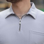 Solid w/ Pocket Zip Polo Shirt // Gray (L)