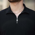 Ribbed Zip Polo Shirt // Black (XL)