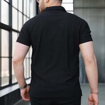 Ribbed Zip Polo Shirt // Black (XL)