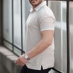 Horizontal Striped Polo Shirt // Beige (XL)