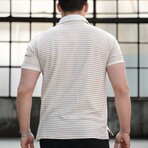 Horizontal Striped Polo Shirt // Beige (XL)