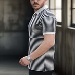 Horizontal Striped Polo Shirt // Black (S)